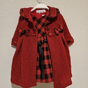 Rare Editions Red and Black Kids Dress with Bow Details